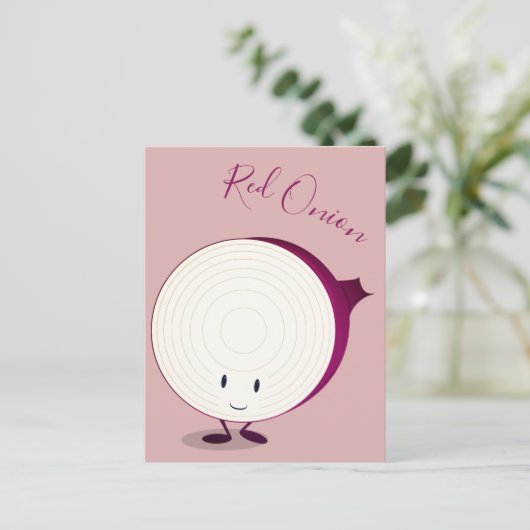 Friendly Red Onion Cartoon Character | BRIEFKAART (Staand voorkant)