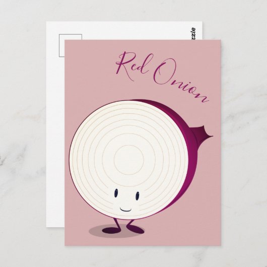 Friendly Red Onion Cartoon Character | BRIEFKAART (Voorkant / Achterkant)