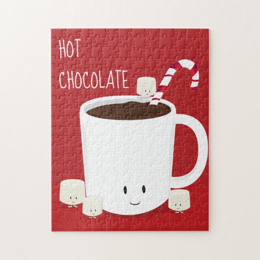 Friendly Red White Hot Chocolate Marshmallows Legpuzzel (Verticaal)