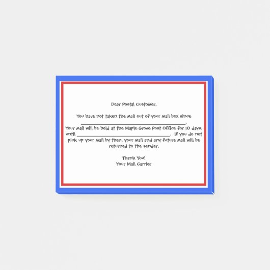 "Friendly Reminder" voor postbedrijven Post-it® Notes (Voorkant)