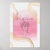 Friendly Reminder Waterverf & Line Art Hot Pink Poster (Voorkant)