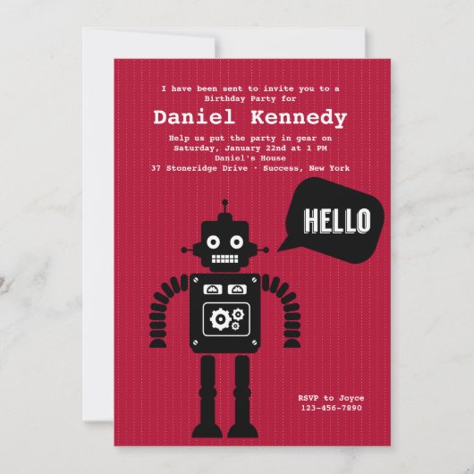 Friendly Robot Invitation Kaart (Voorkant)