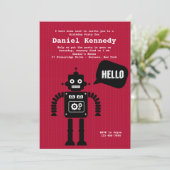 Friendly Robot Invitation Kaart (Staand voorkant)