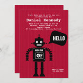 Friendly Robot Invitation Kaart (Voorkant / Achterkant)