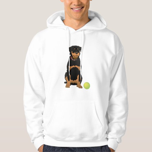 Friendly Rottweiler met Green Ball Hoodie (Voorkant)