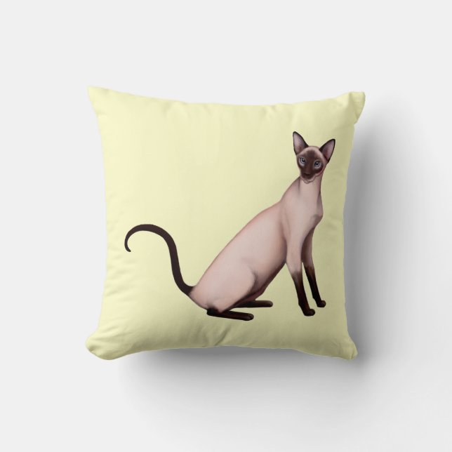 Friendly Siamese Cat American MoJo Pillow Kussen (Voorkant)