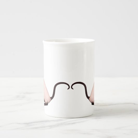 Friendly Siamese Cat Bone China Mok (Voorkant)