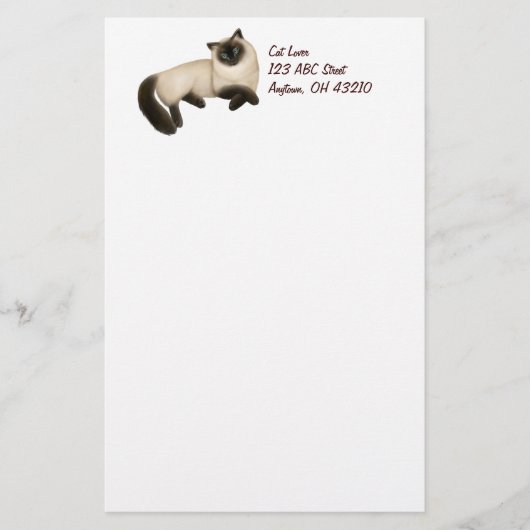 Friendly Siamese Cat  Stationery Briefpapier (Voorkant)