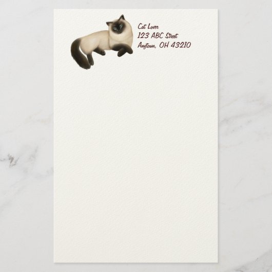 Friendly Siamese Cat  Stationery Briefpapier (Voorkant)