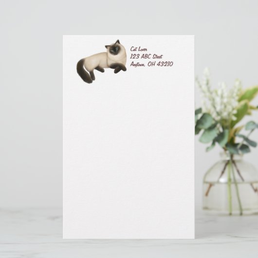 Friendly Siamese Cat  Stationery Briefpapier (Staand voorkant)
