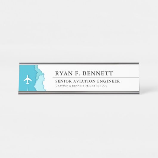 Friendly Skies | thema luchtvaartindustrie Bureau Naambordje (Voorkant)