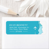 Friendly Skies | Turquoise Aangepast adres Etiket (Insitu)