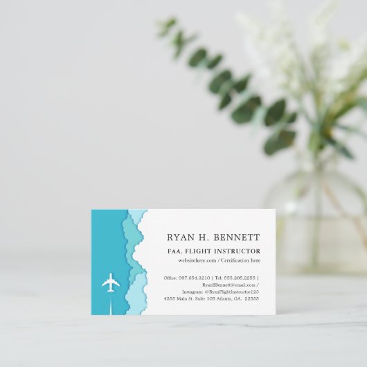 Friendly Skies | vlieginstructeur Visitekaartje (Staand voorkant)