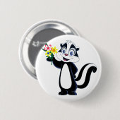 Friendly Skunk met bloemen Ronde Button 5,7 Cm (Voorkant /achterkant)