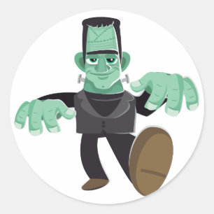 Friendly Smiling Frankenstein's Monster Walking Ronde Sticker