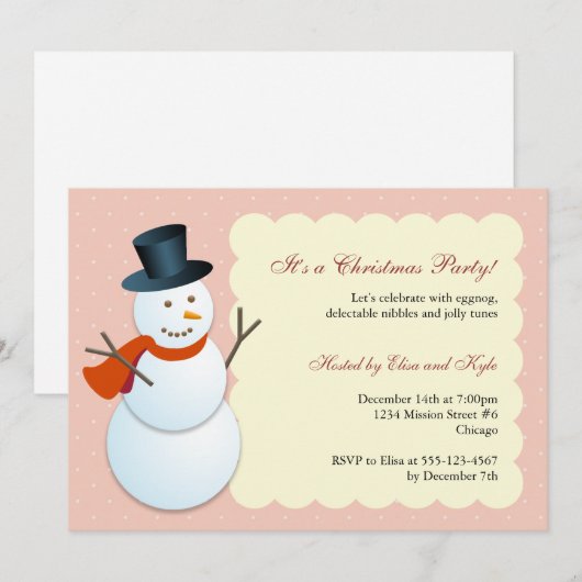 Friendly snewman noordpoolroze kerstfeest kaart (Voorkant / Achterkant)