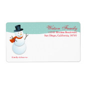 Friendly snewman North pole blue shipping Etiket (Voorkant)
