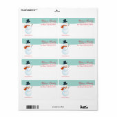Friendly snewman North pole blue shipping Etiket (Full Sheet)