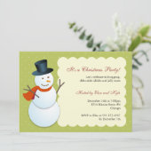 Friendly snewman North Pole Green Kerstparty Kaart (Staand voorkant)