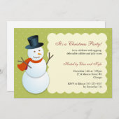 Friendly snewman North Pole Green Kerstparty Kaart (Voorkant / Achterkant)