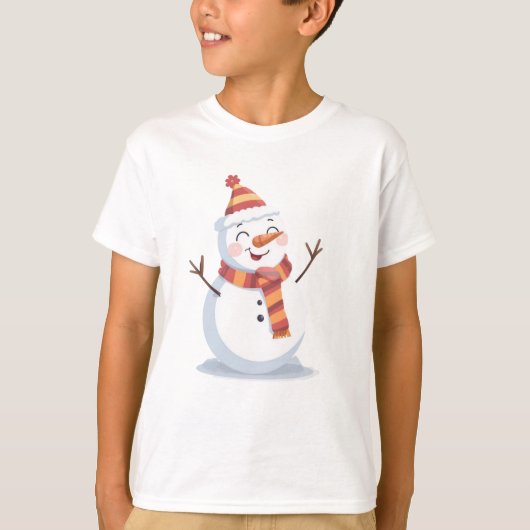 Friendly Snowman – Cute Kids Christmas Tee T-shirt (Voorkant)