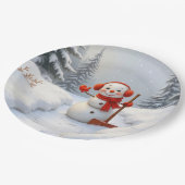 Friendly Snowman with a Red Shovel Papieren Bordje (Gekanteld)