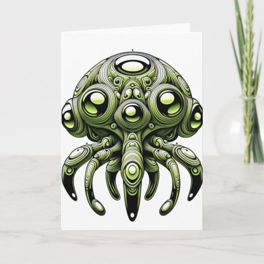 Friendly Space Alien Critter Feestdagen Kaart (Voorkant)