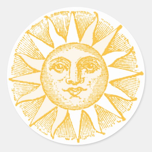 Friendly Sun Face  Illustratie Ronde Sticker (Voorkant)