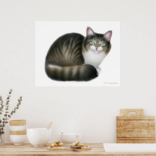 Friendly Tabby Cat Print (Keuken)