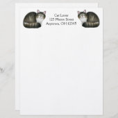 Friendly Tabby Cats Letterhead Briefhoofd Ontwerp (Voorkant / Achterkant)