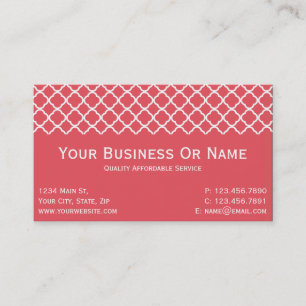 Friendly Tone Persimmon roze and White Quatrefoil Visitekaartje