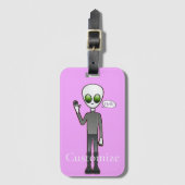 Friendly Waving Alien Thunder_Cove Bagagelabel (Voorkant (verticaal))