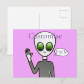 Friendly Waving Alien Thunder_Cove Briefkaart (Voorkant / Achterkant)