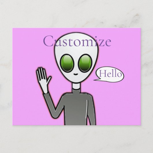 Friendly Waving Alien Thunder_Cove Briefkaart (Voorkant)