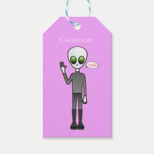 Friendly Waving Alien Thunder_Cove Cadeaulabel (Voorkant)