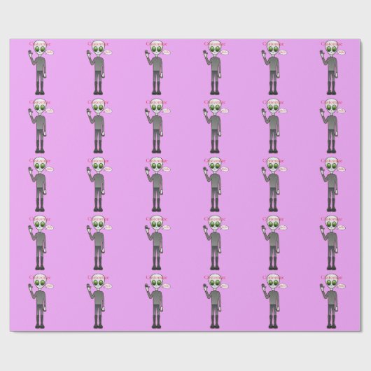 Friendly Waving Alien Thunder_Cove Cadeaupapier (Vlak)