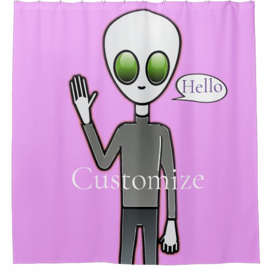 Friendly Waving Alien Thunder_Cove Douchegordijn (Voorkant)