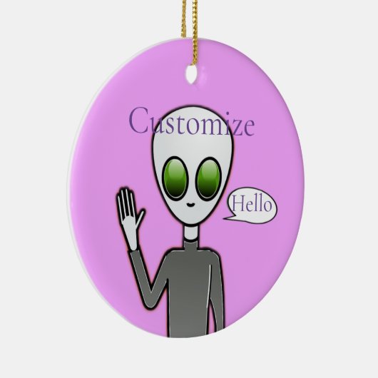 Friendly Waving Alien Thunder_Cove Keramisch Ornament (Rechts)