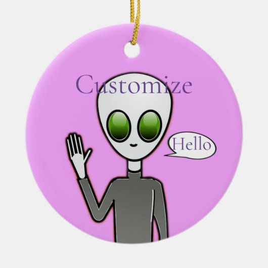 Friendly Waving Alien Thunder_Cove Keramisch Ornament (Voorkant)