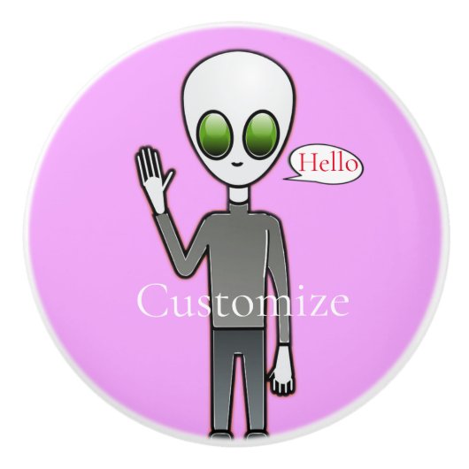 Friendly Waving Alien Thunder_Cove Keramische Knop (Voorkant)