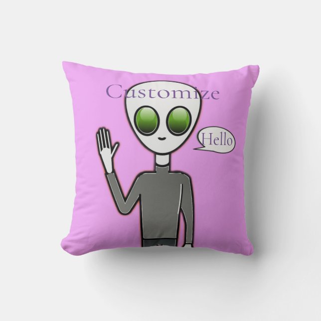 Friendly Waving Alien Thunder_Cove Kussen (Voorkant)