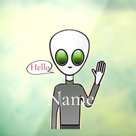 Friendly Waving Alien Thunder_Cove Raamsticker (Vel 3)