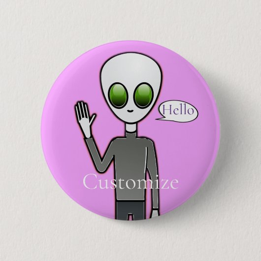 Friendly Waving Alien Thunder_Cove Ronde Button 5,7 Cm (Voorkant)
