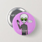 Friendly Waving Alien Thunder_Cove Ronde Button 5,7 Cm (Voorkant /achterkant)