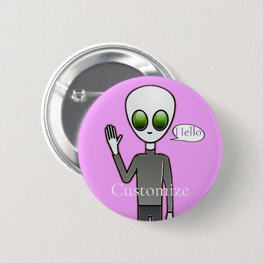 Friendly Waving Alien Thunder_Cove Ronde Button 5,7 Cm (Voorkant /achterkant)