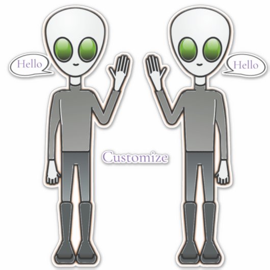 Friendly Waving Alien Thunder_Cove Sticker (Voorkant)
