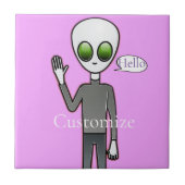 Friendly Waving Alien Thunder_Cove Tegeltje (Voorkant)
