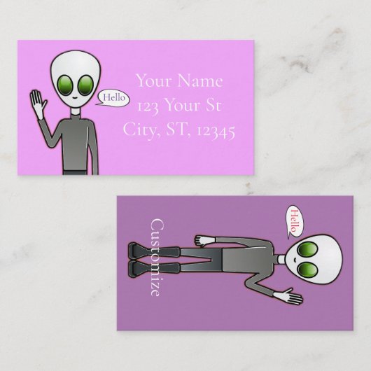 Friendly Waving Alien Thunder_Cove Visitekaartje (Voorkant / Achterkant)