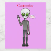 Friendly Waving Alien Thunder_Cove Wijn Etiket (Enkel label)