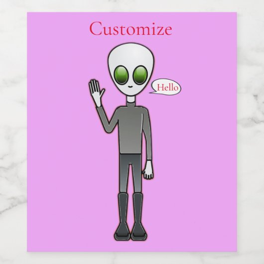 Friendly Waving Alien Thunder_Cove Wijn Etiket (Enkel label)
